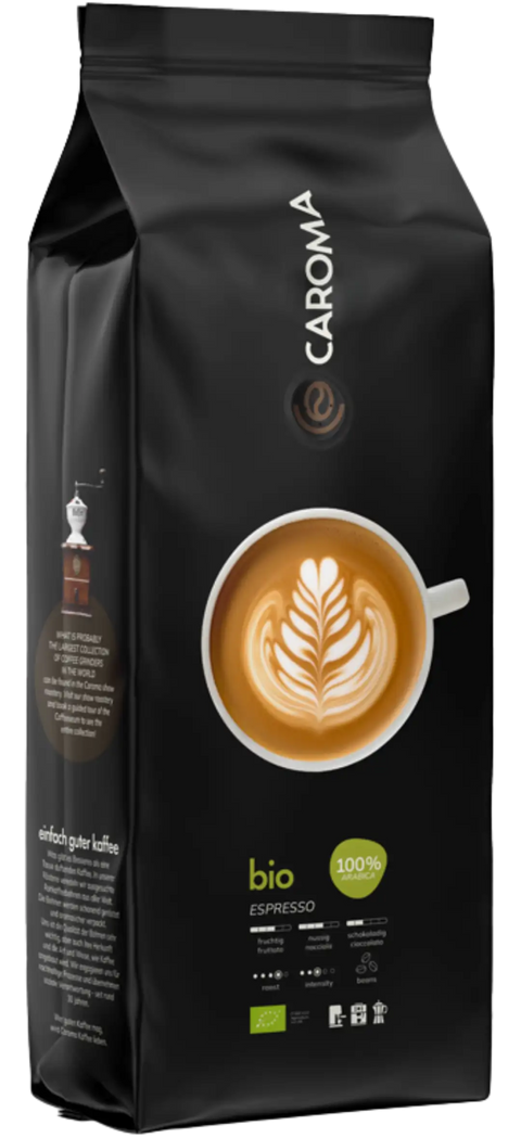 Caroma Kaffeebohnen "Espresso Bio" 100% Arabica 1000 g - Feinkost - kaffee valentin hofer fair trade espresso bohnen - viDeli - einfach guter Wein