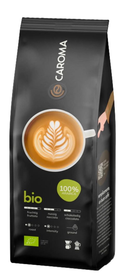 Caroma Kaffeebohnen "Espresso Bio" 100% Arabica 250 g - Feinkost - G5 - viDeli - einfach guter Wein