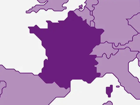 Europalandkarte. Frankreich ist hervorgehoben.